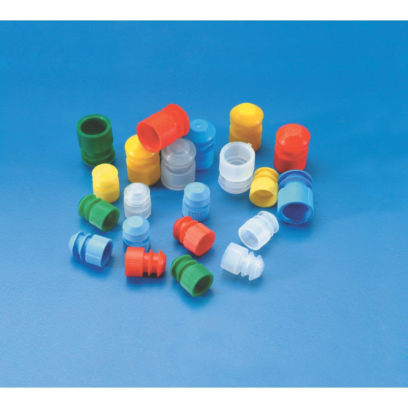 Tapones con solapa para probetas desechables