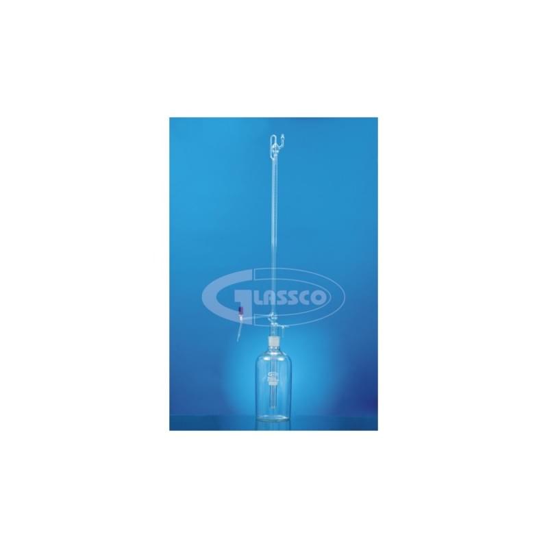 Buretas automáticas incoloras TIPO SQUIBB robinete PTFE c/frasco de vidrio c/certificado de lote