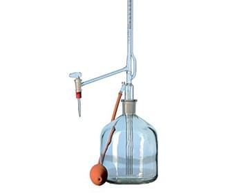 Buretas automáticas incoloras robinete PTFE c/frasco de vidrio c/certificado de lote